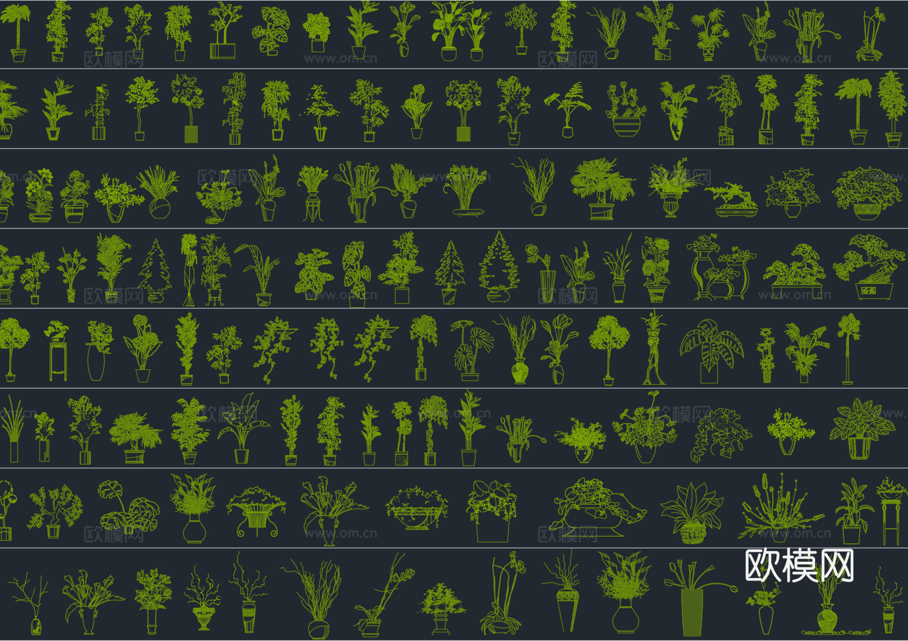 2026年最新盆栽植物立面绿植装饰摆件CAD图库cad施工图