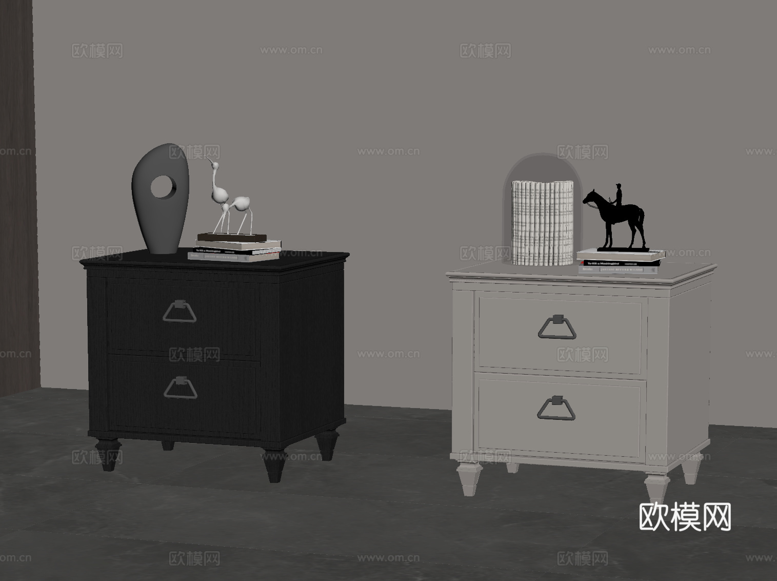 现代意式床头柜 边柜su模型