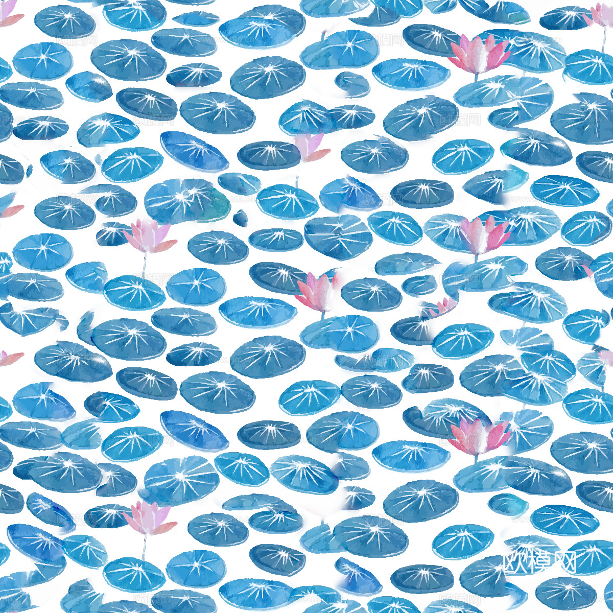 手绘蓝色水彩蜡染扎染印花布纹28