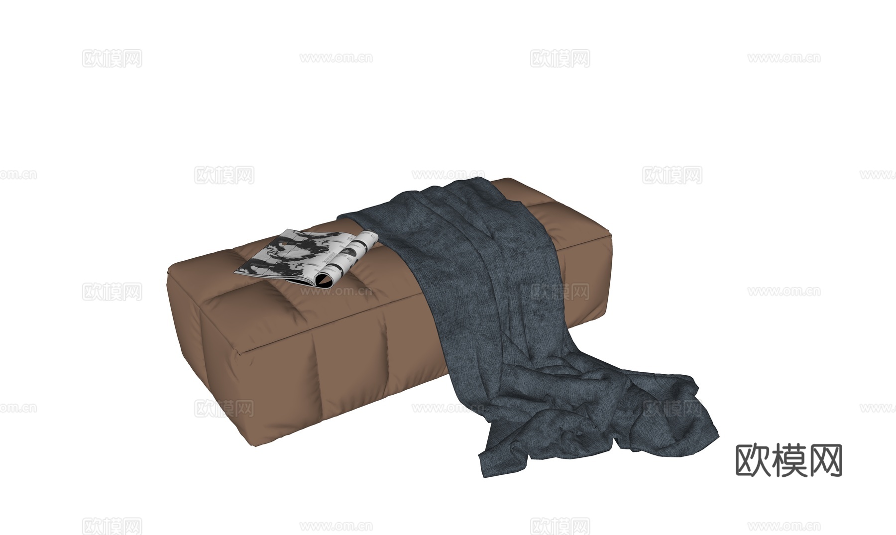 现代床尾凳su模型