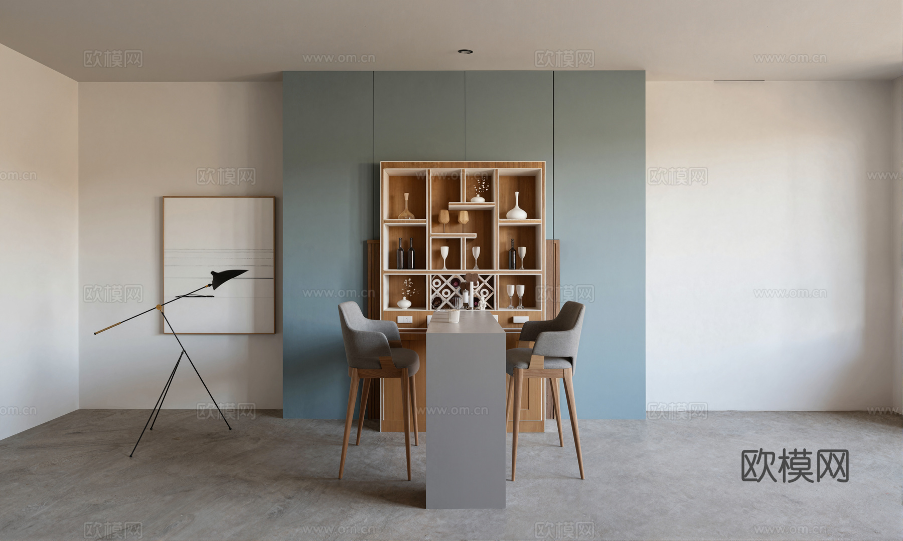 现代吧台su模型