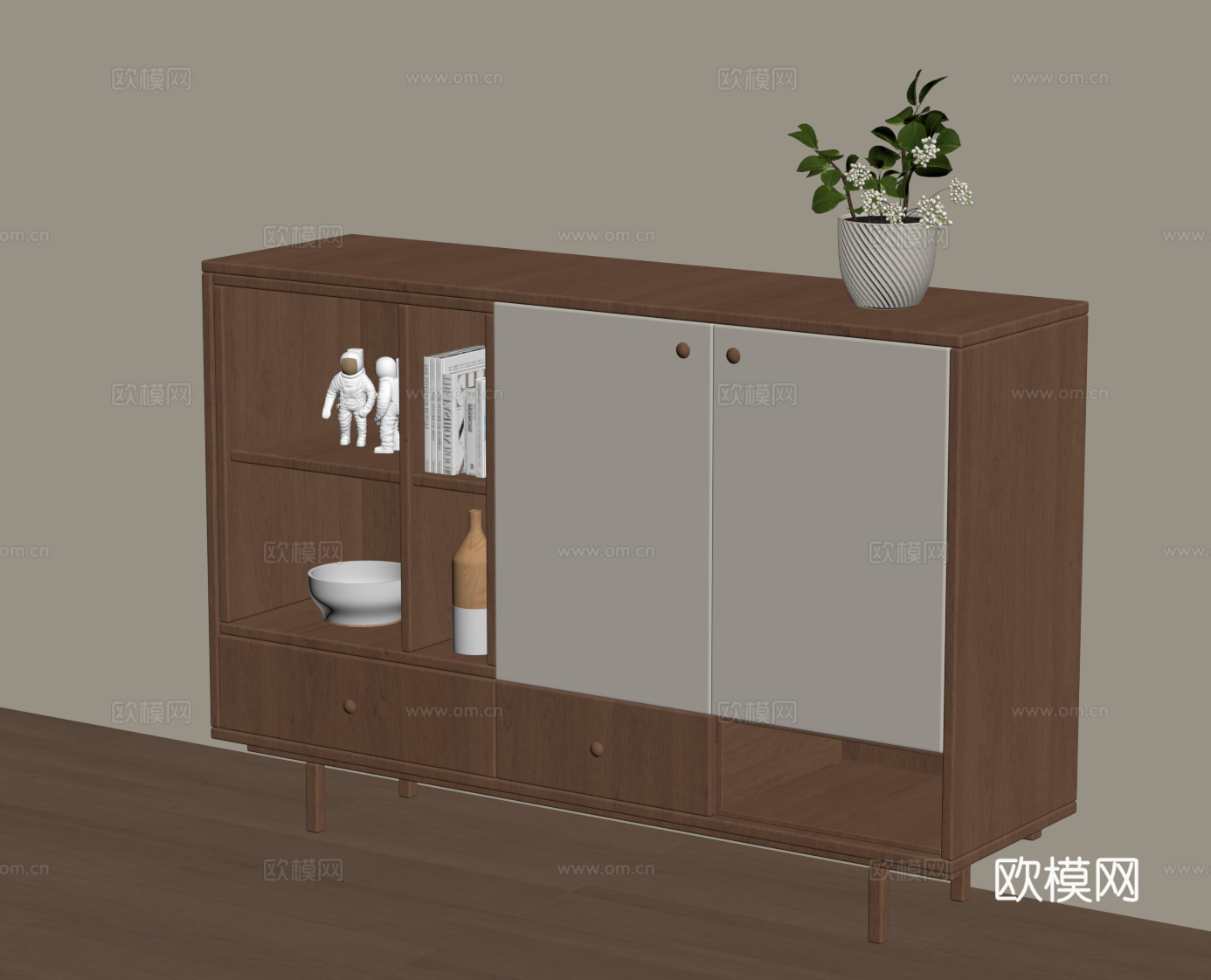 侘寂中古餐边柜 装饰柜su模型