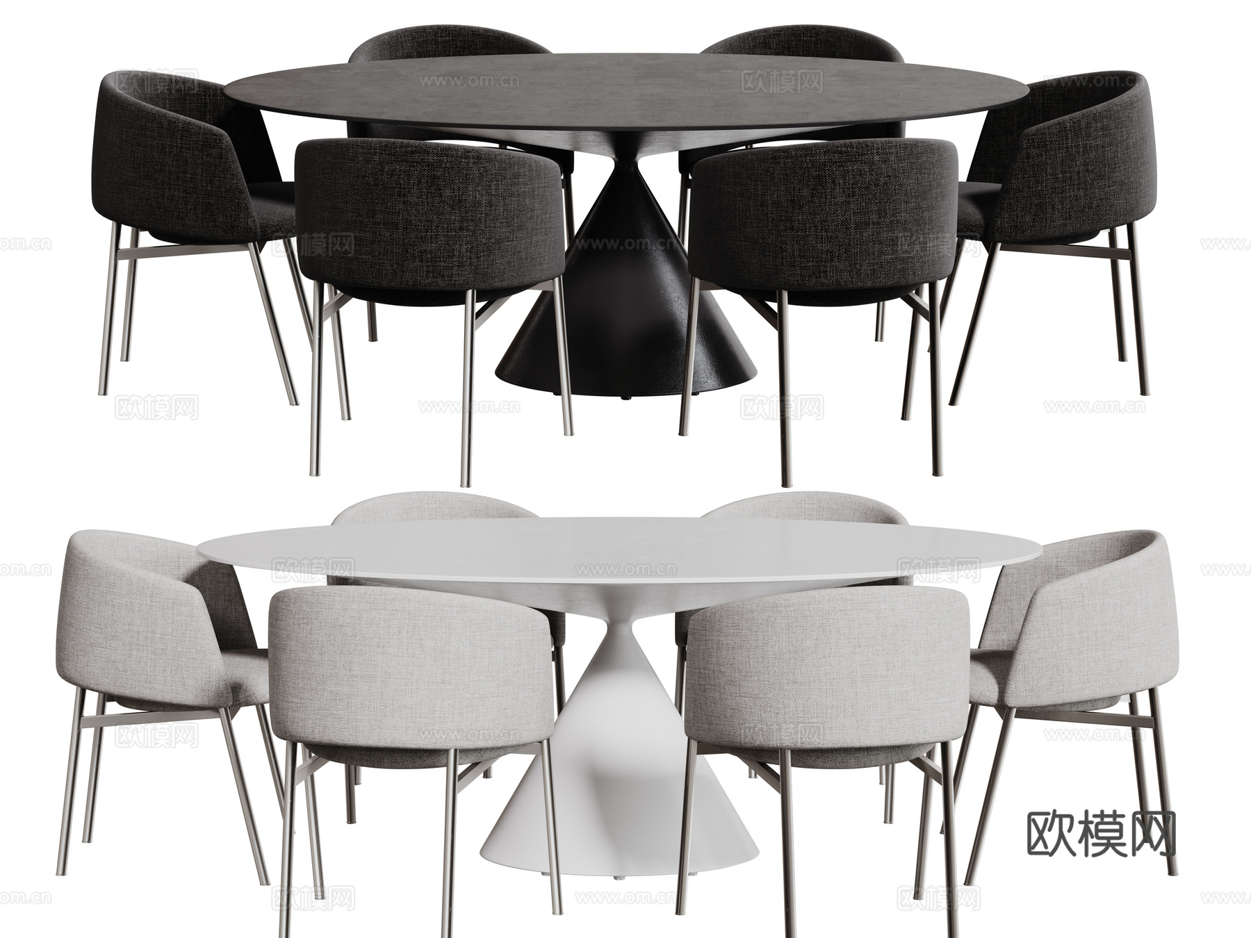 现代桌椅组合 餐桌组合 大理石餐桌 长桌 休闲桌椅su模型
