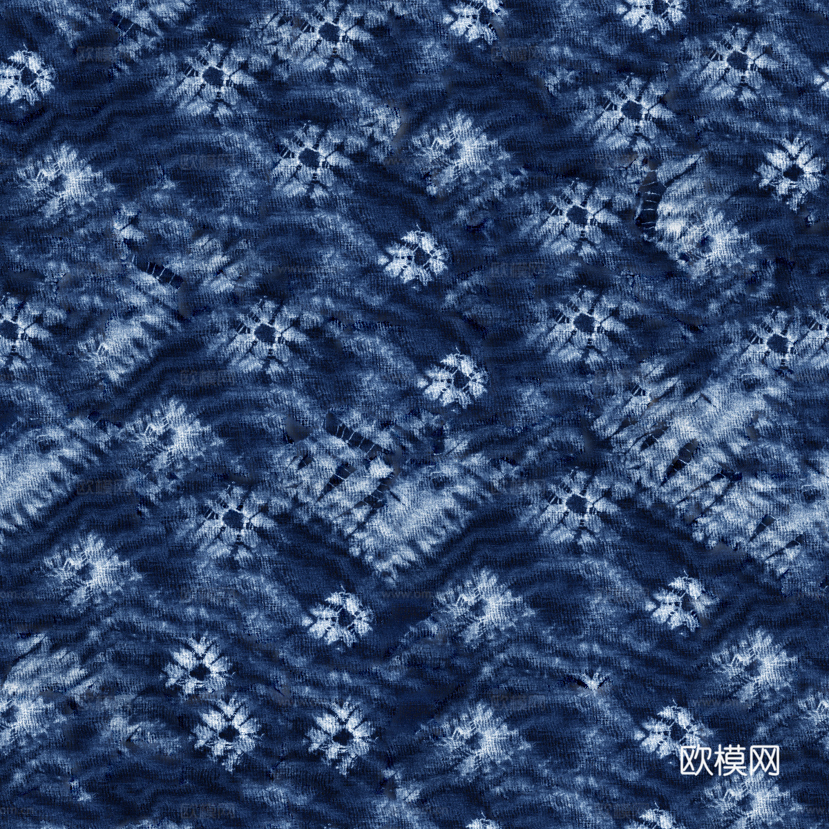 蓝色手工蜡染扎染布纹25