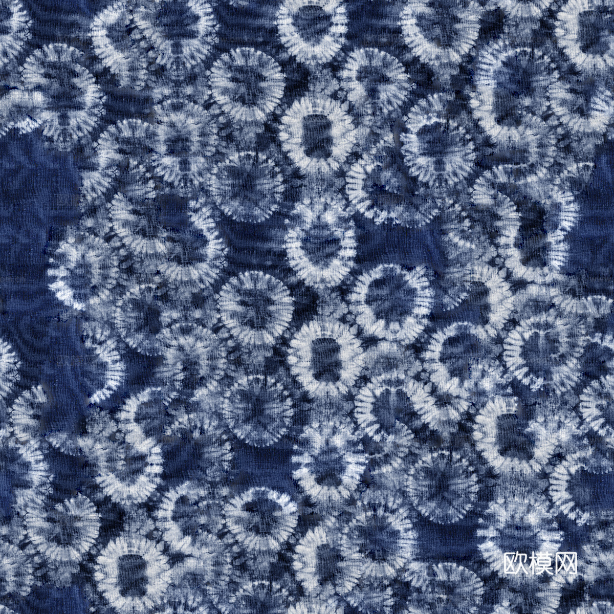 蓝色手工蜡染扎染布纹36