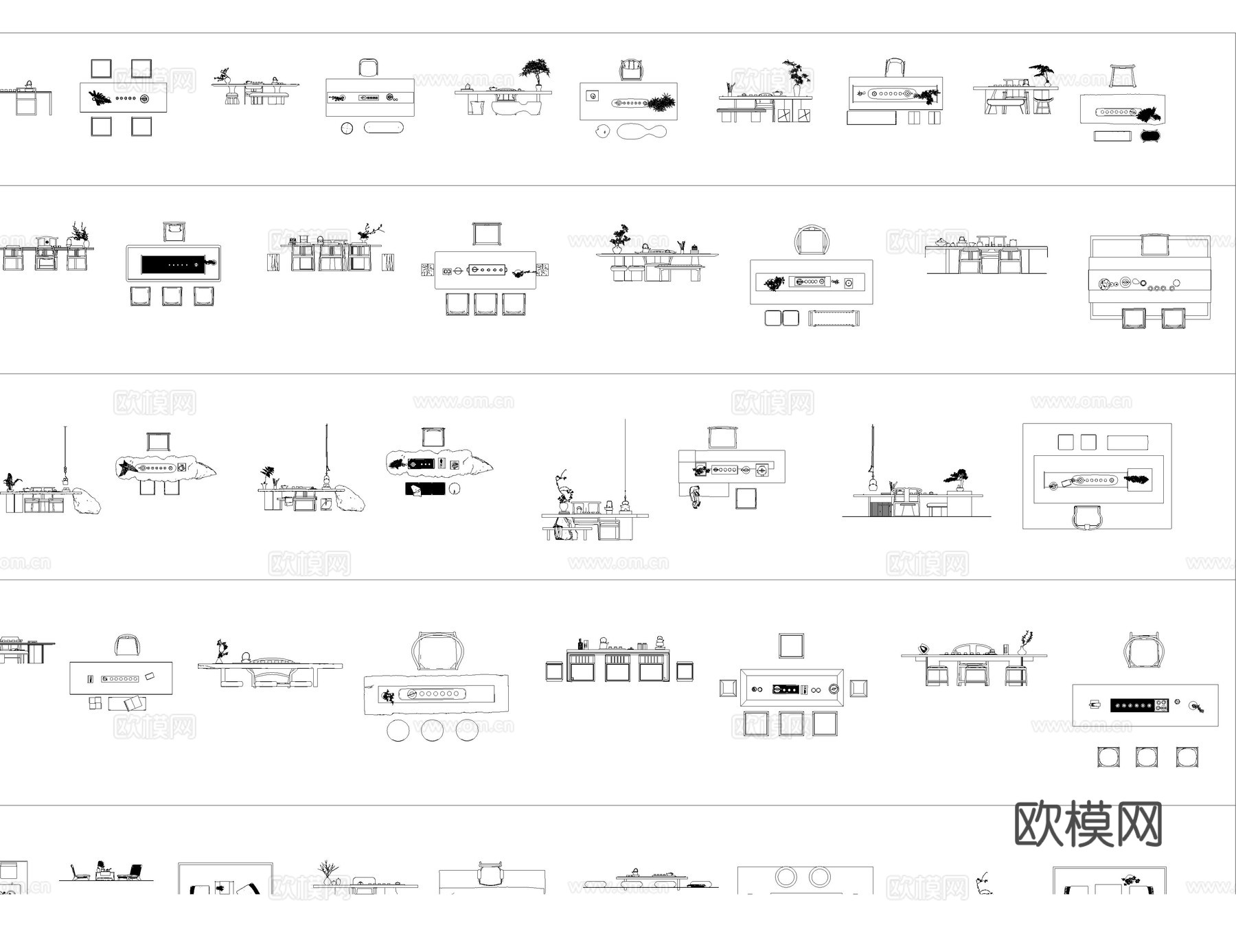 2026年最新新中式茶桌椅组合CAD图库CAD茶桌CAD椅子cad施工图cad施工图