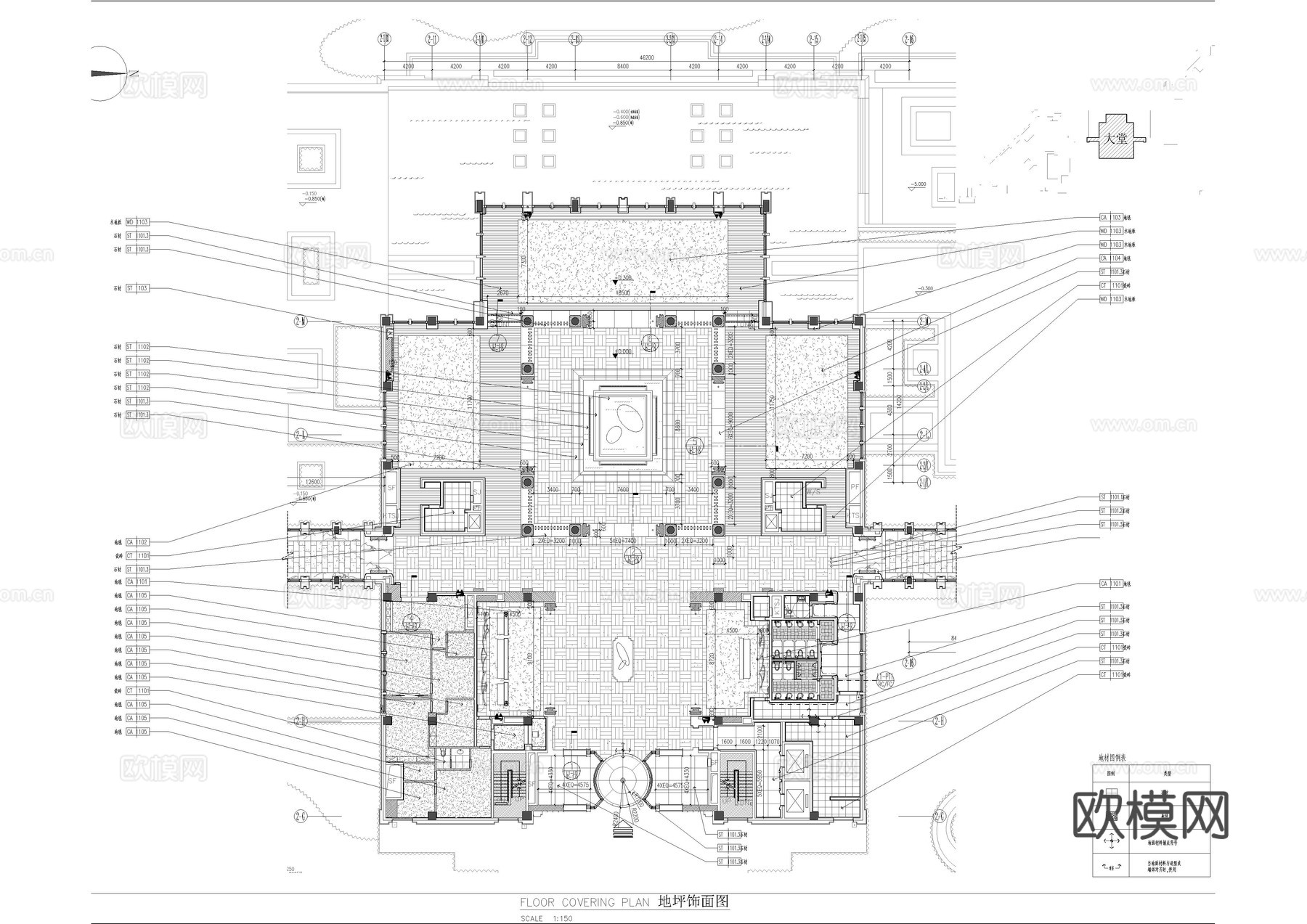 酒店大堂1F施工图cad施工图下载（渲染图3）