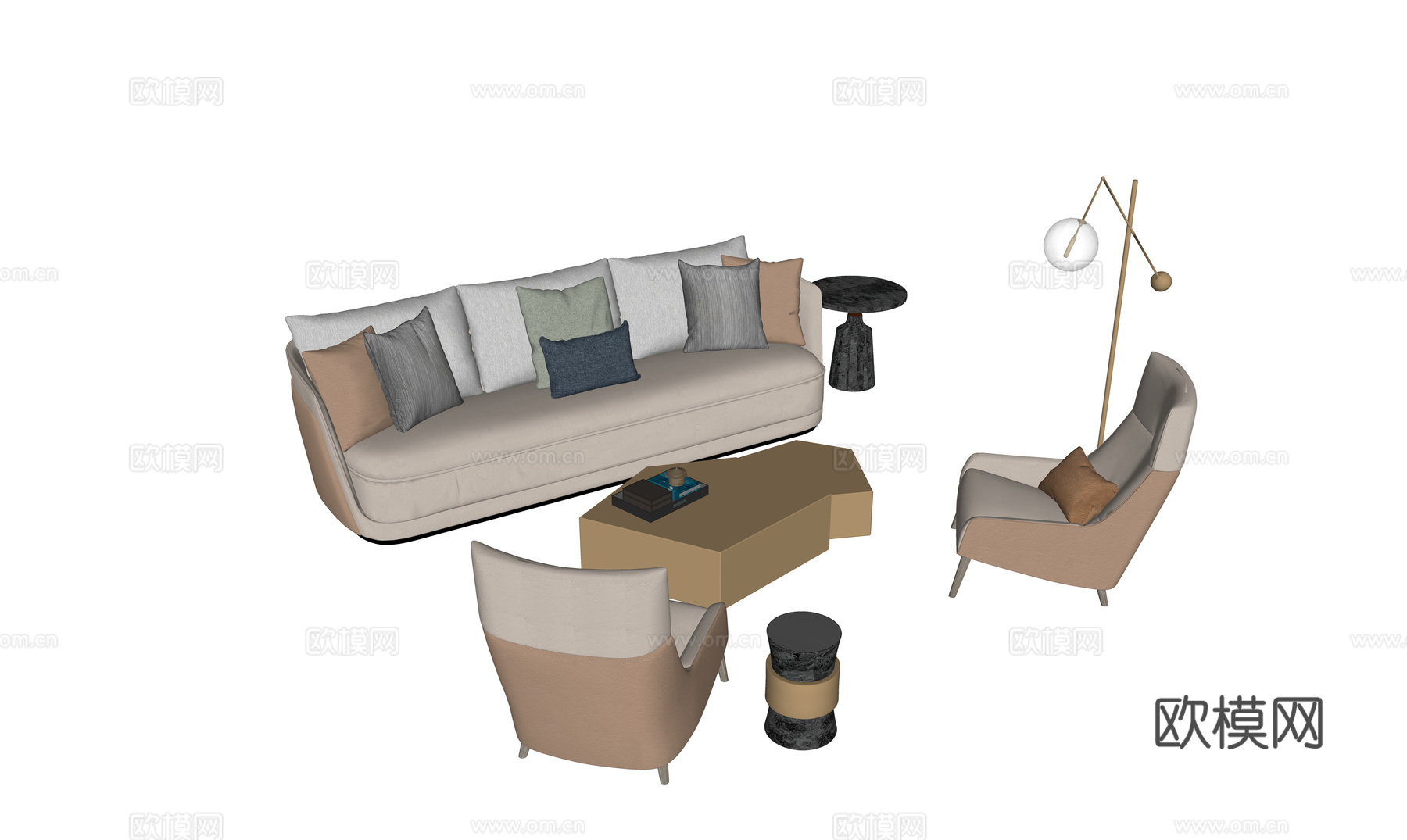 现代沙发组合su模型
