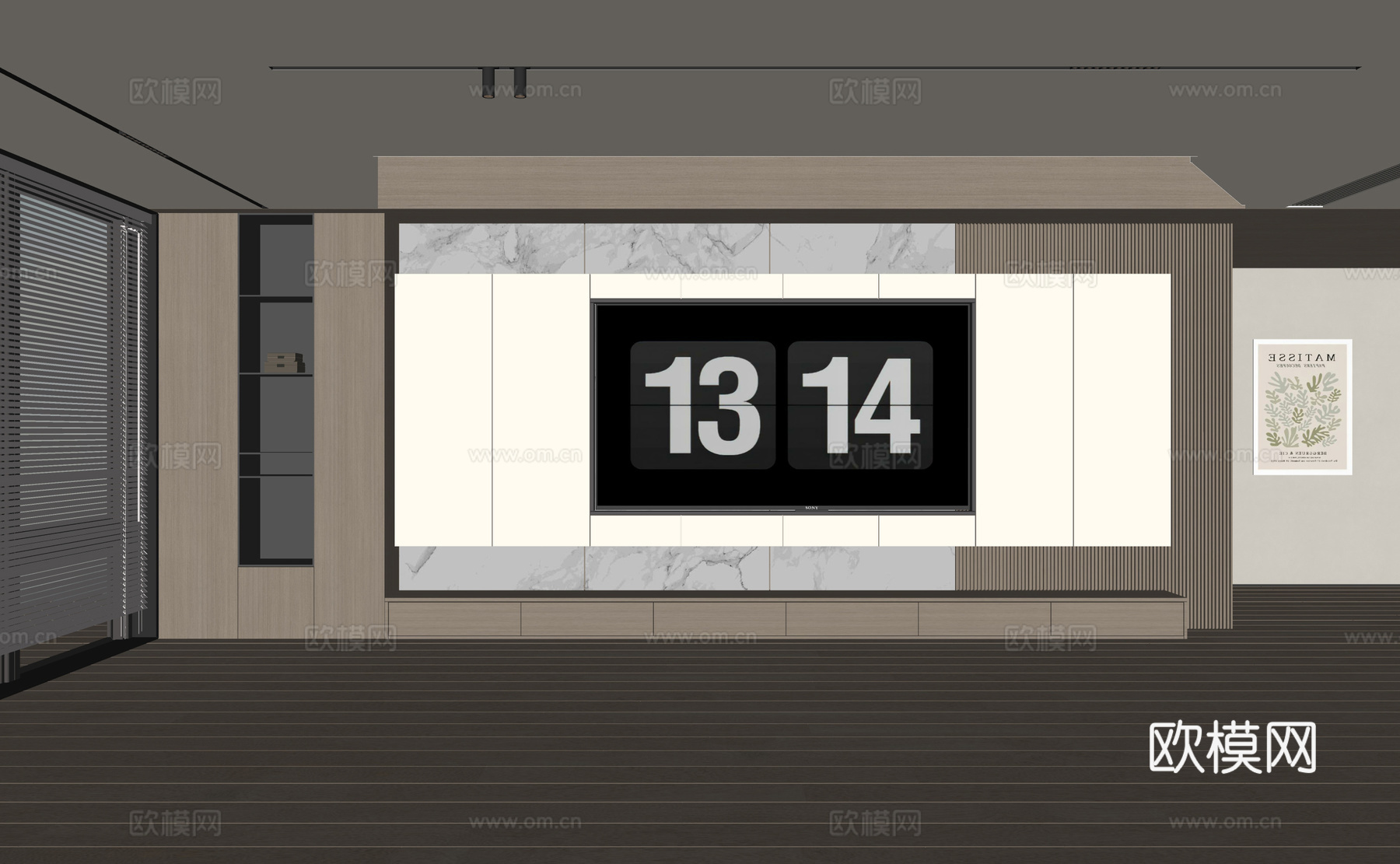 现代客厅 奶油客厅 电视背景墙 客厅背景 奶油风背景墙su模型