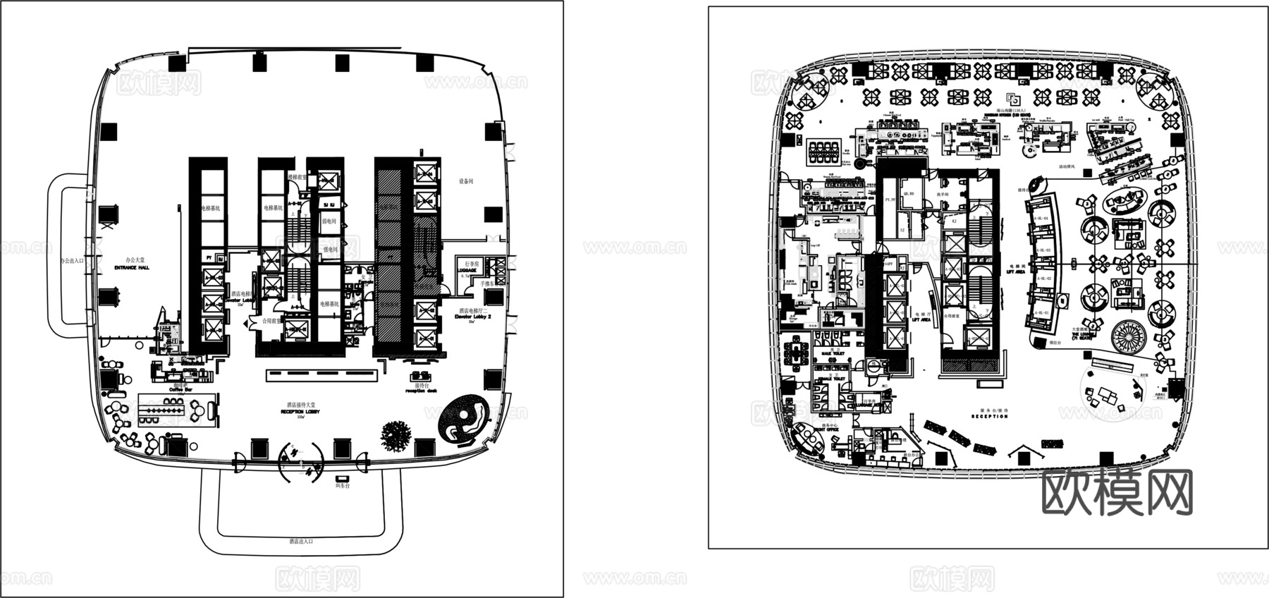 多套酒店大堂CADcad施工图