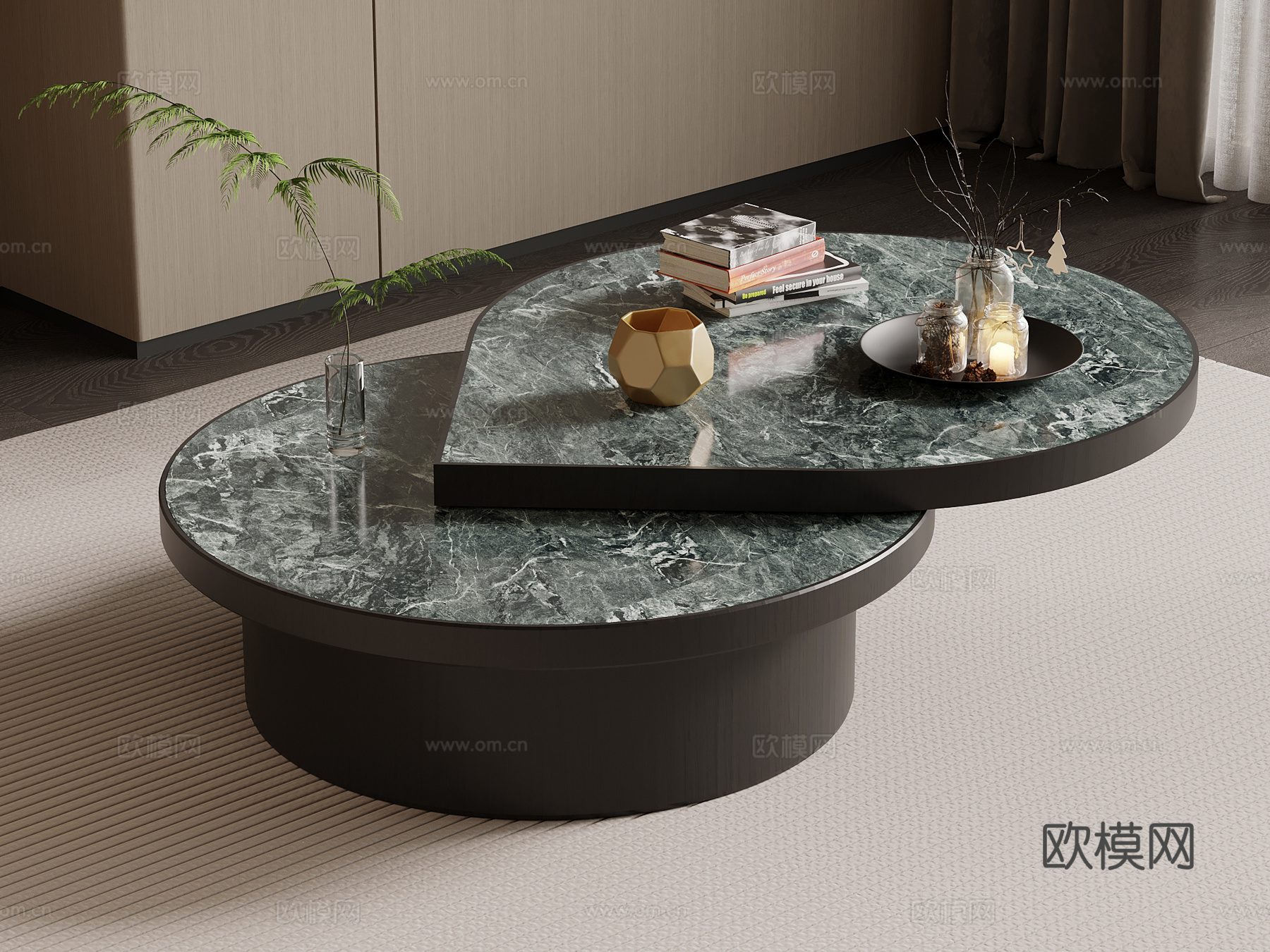 现代意式茶几 大理石茶几su模型