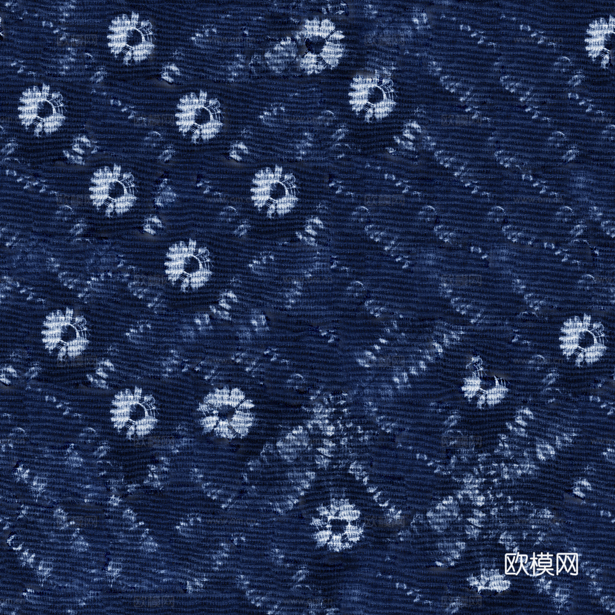 蓝色手工蜡染扎染布纹42