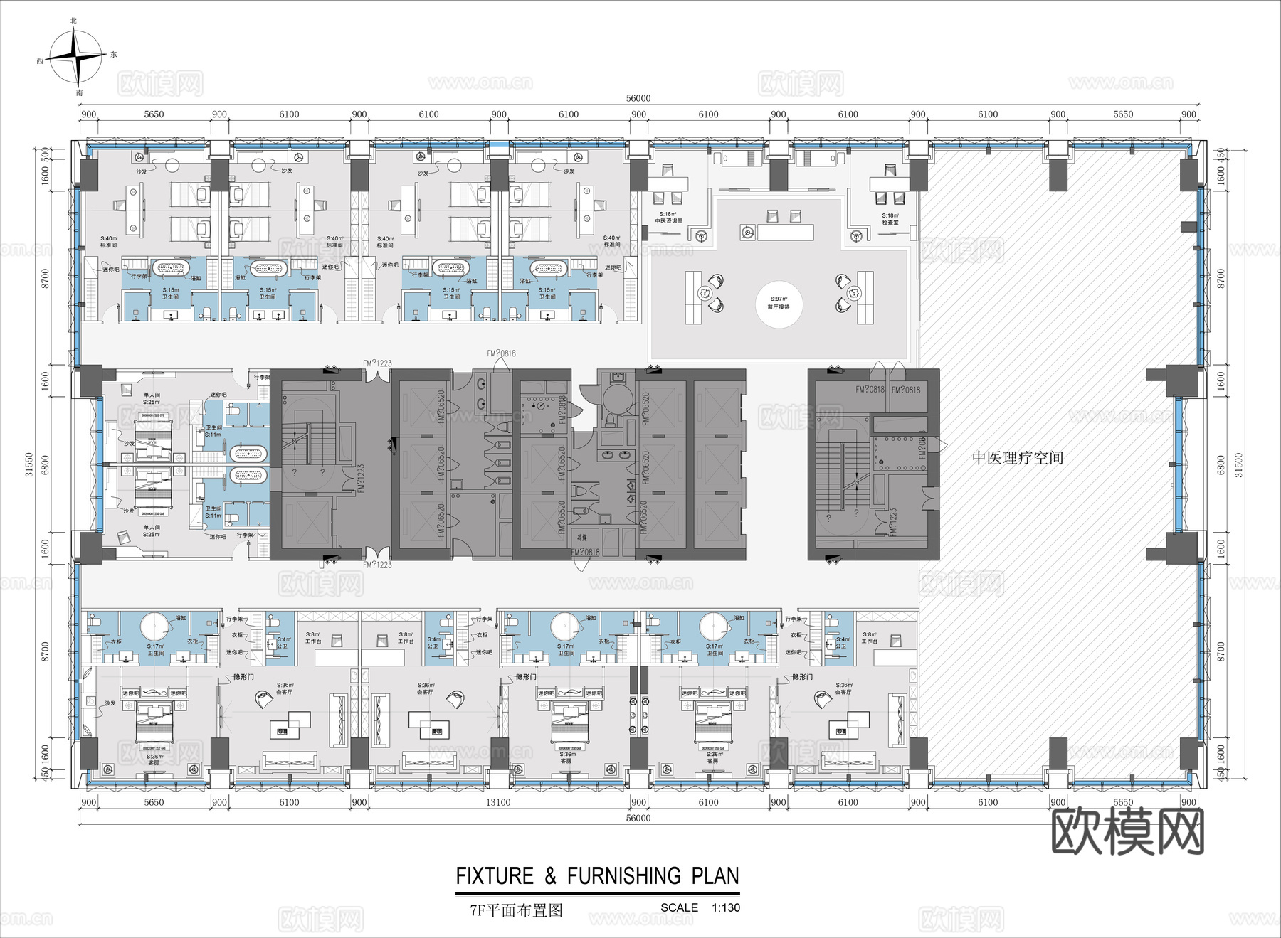 酒店客房及套房规划平面图cad施工图