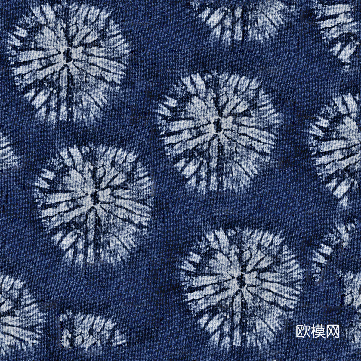 蓝色手工蜡染扎染布纹8
