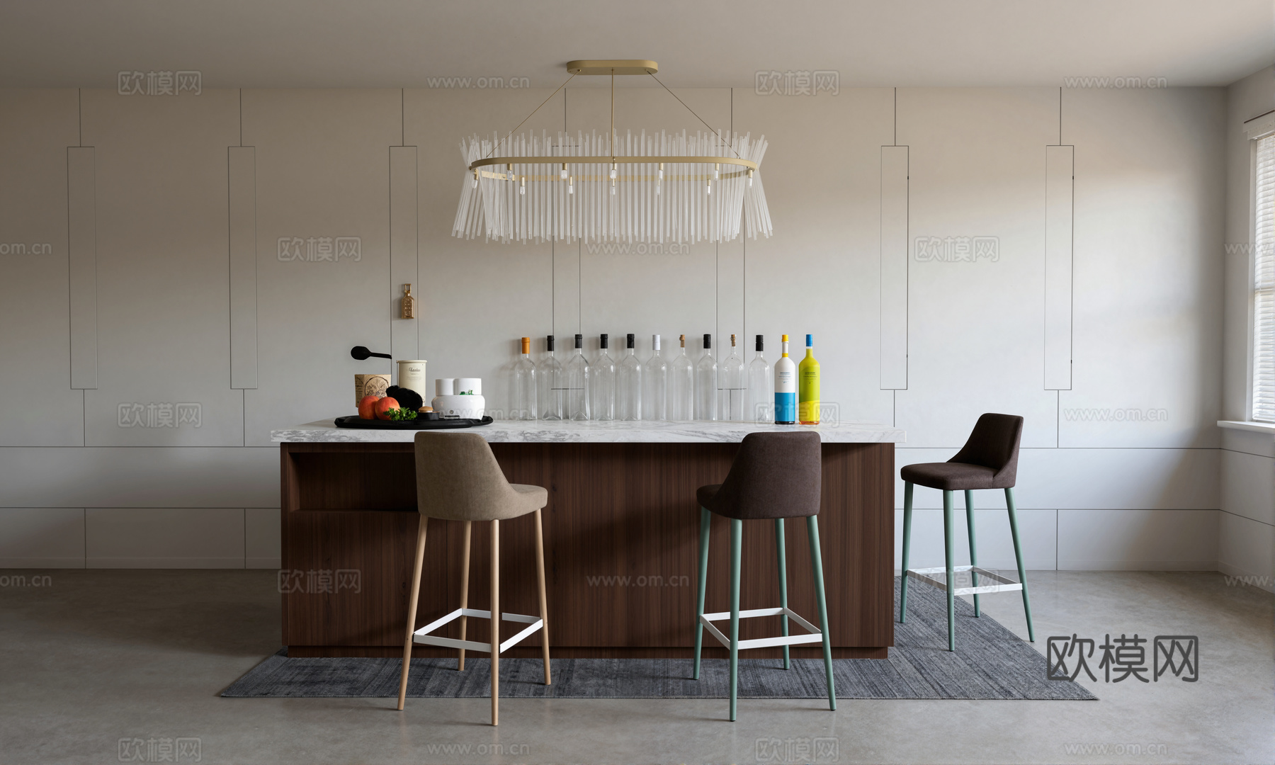 现代水吧区su模型