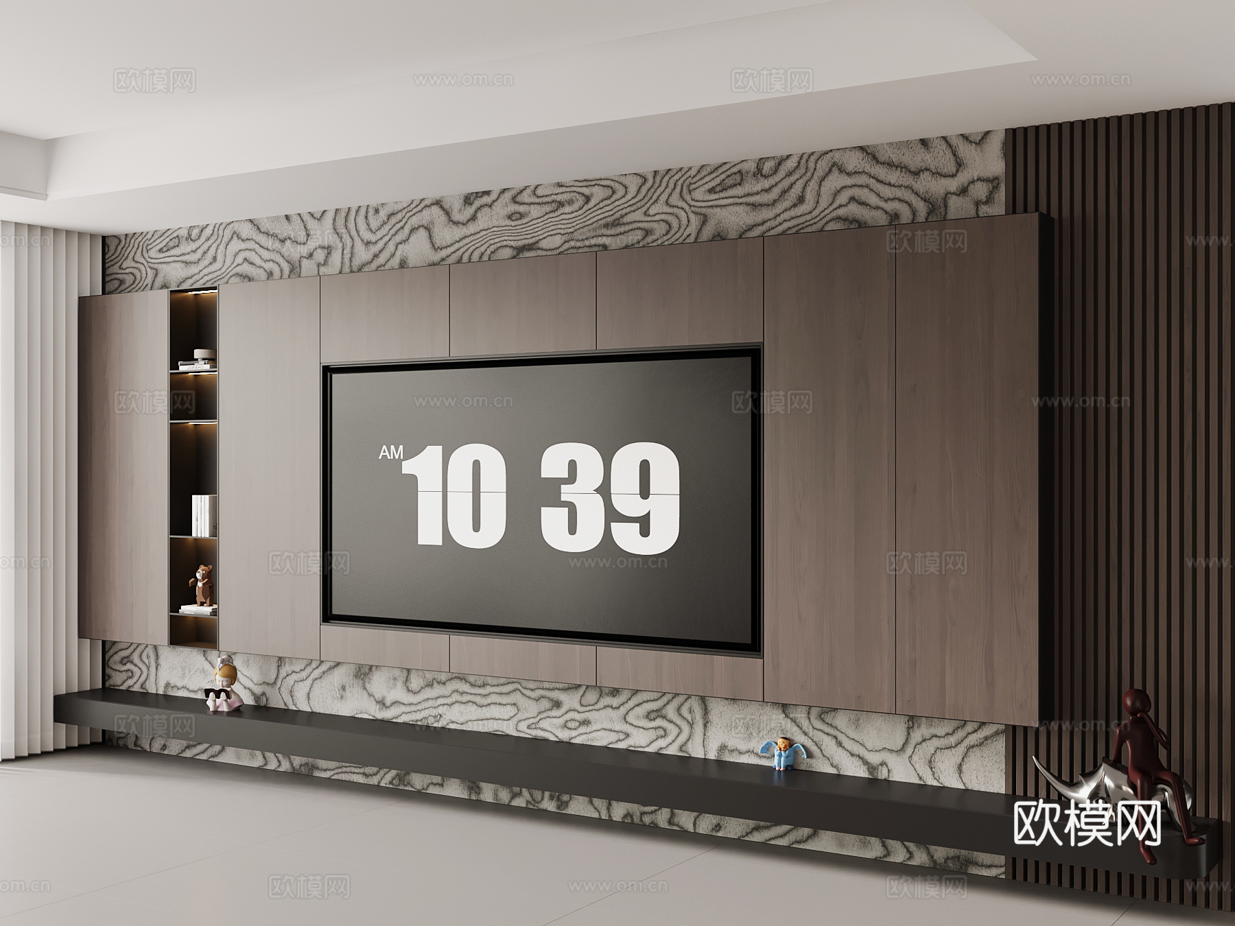 现代意式电视背景墙su模型