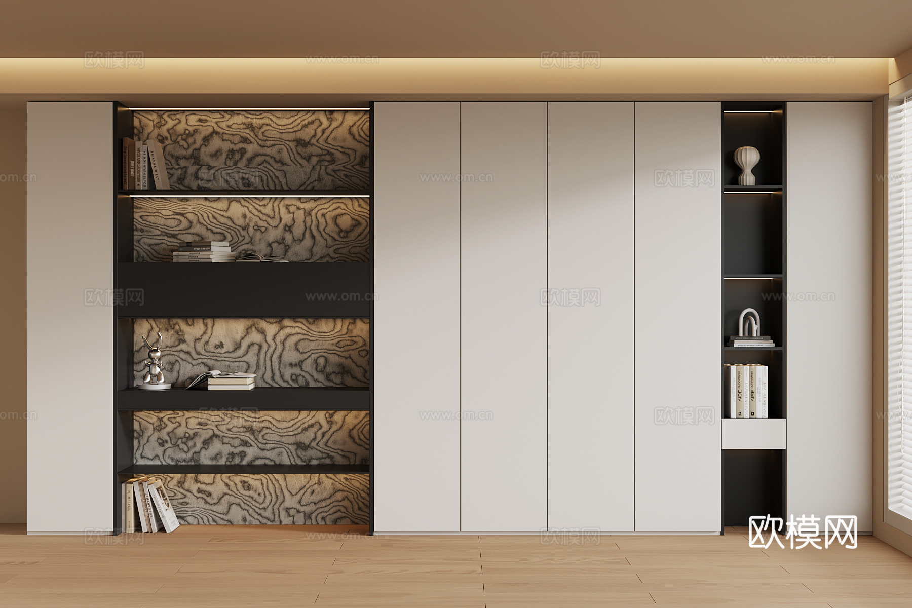 现代书柜su模型下载（渲染图1）
