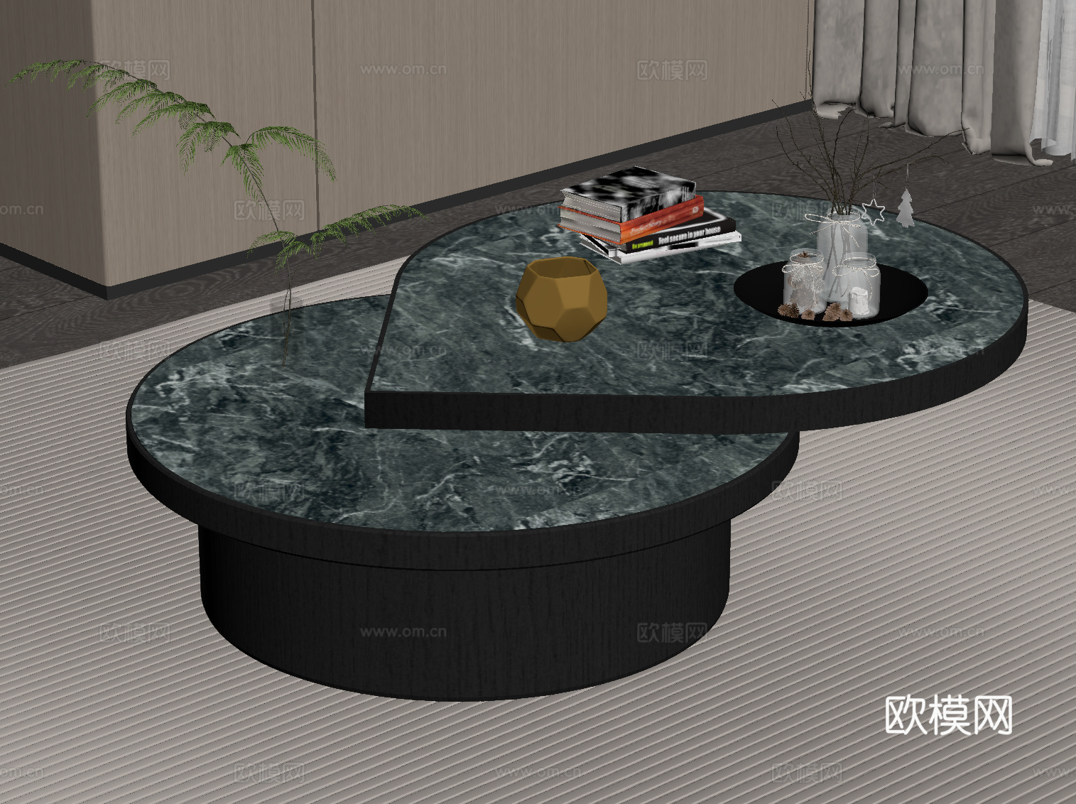 现代意式茶几 大理石茶几su模型