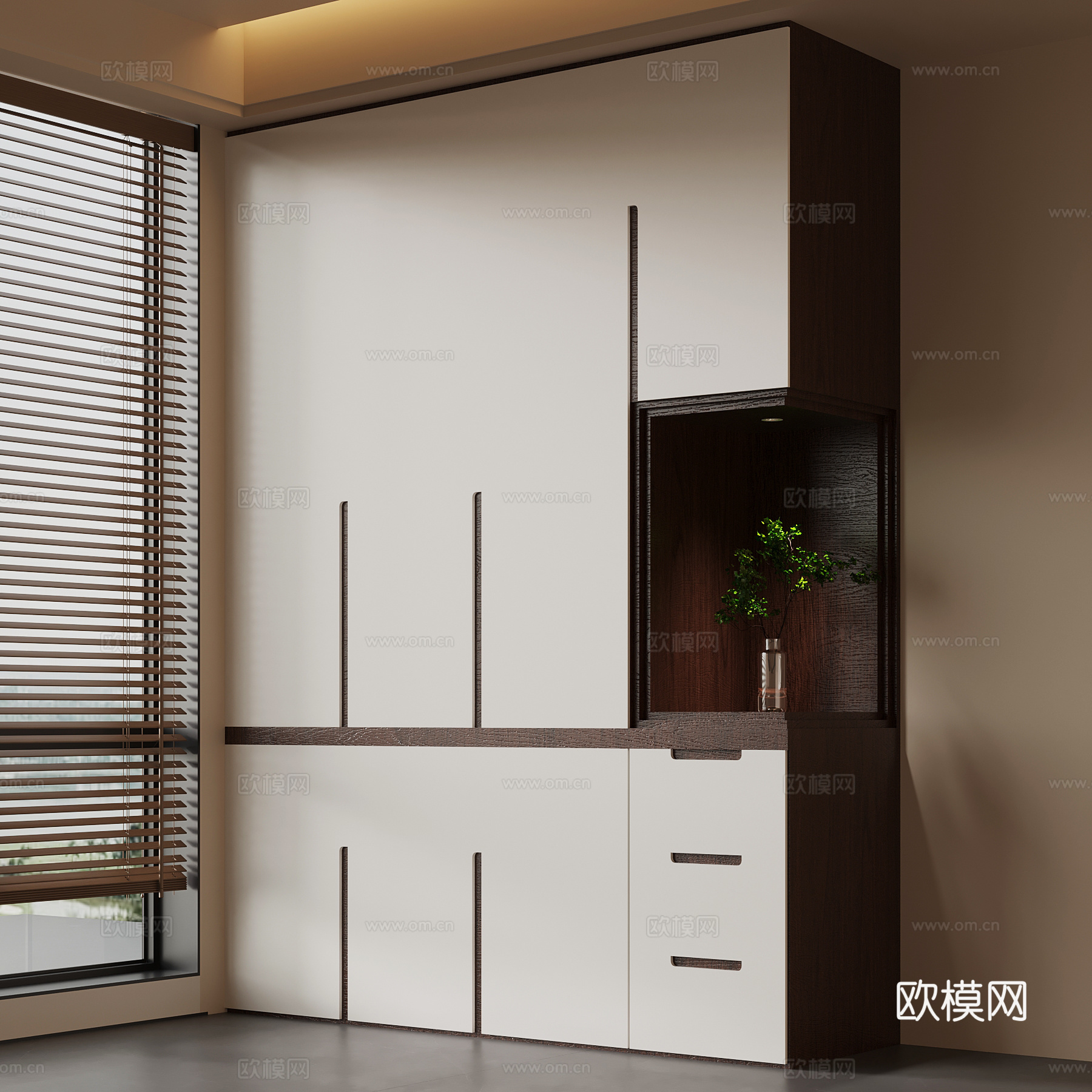 新中式衣柜su模型