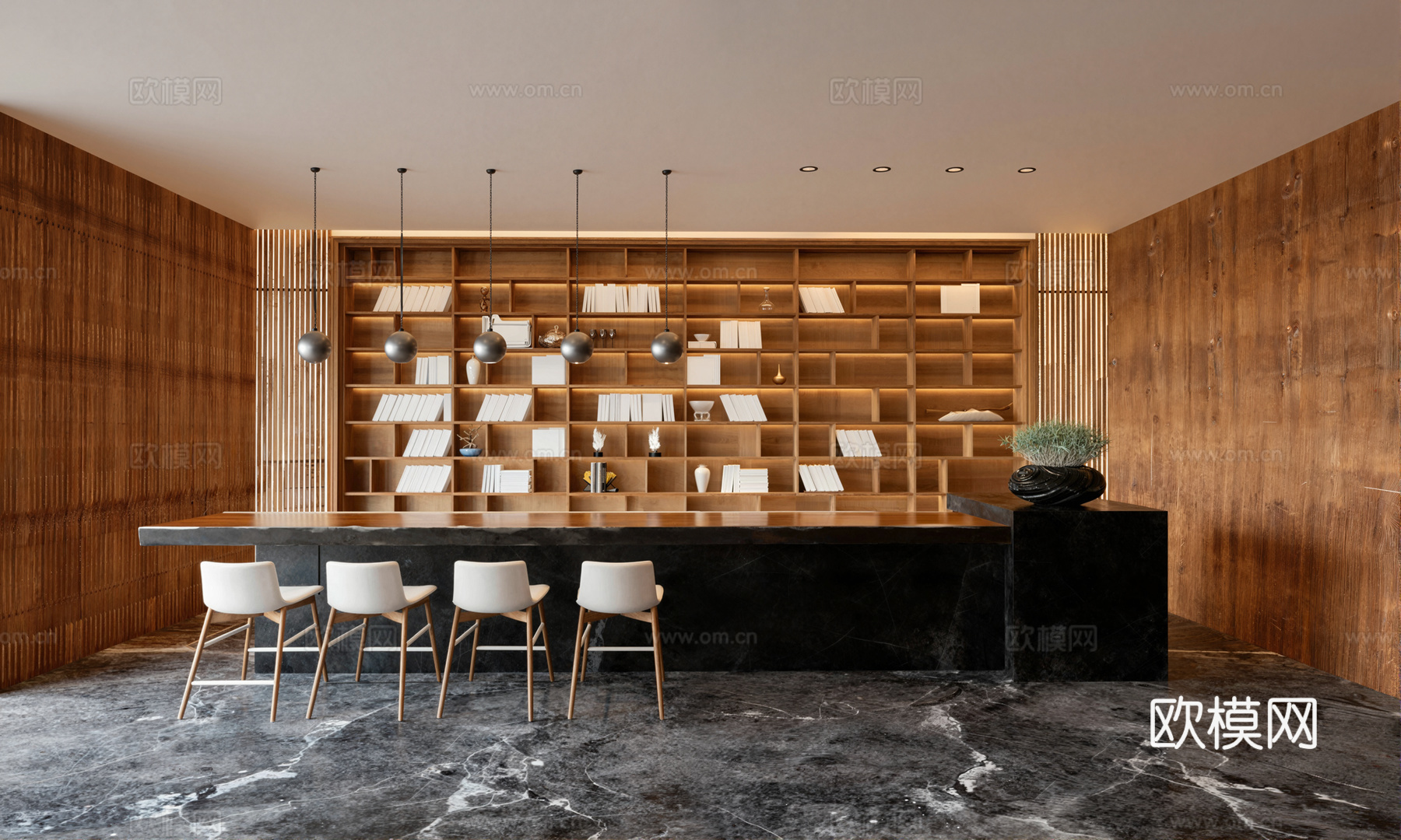 现代水吧区su模型