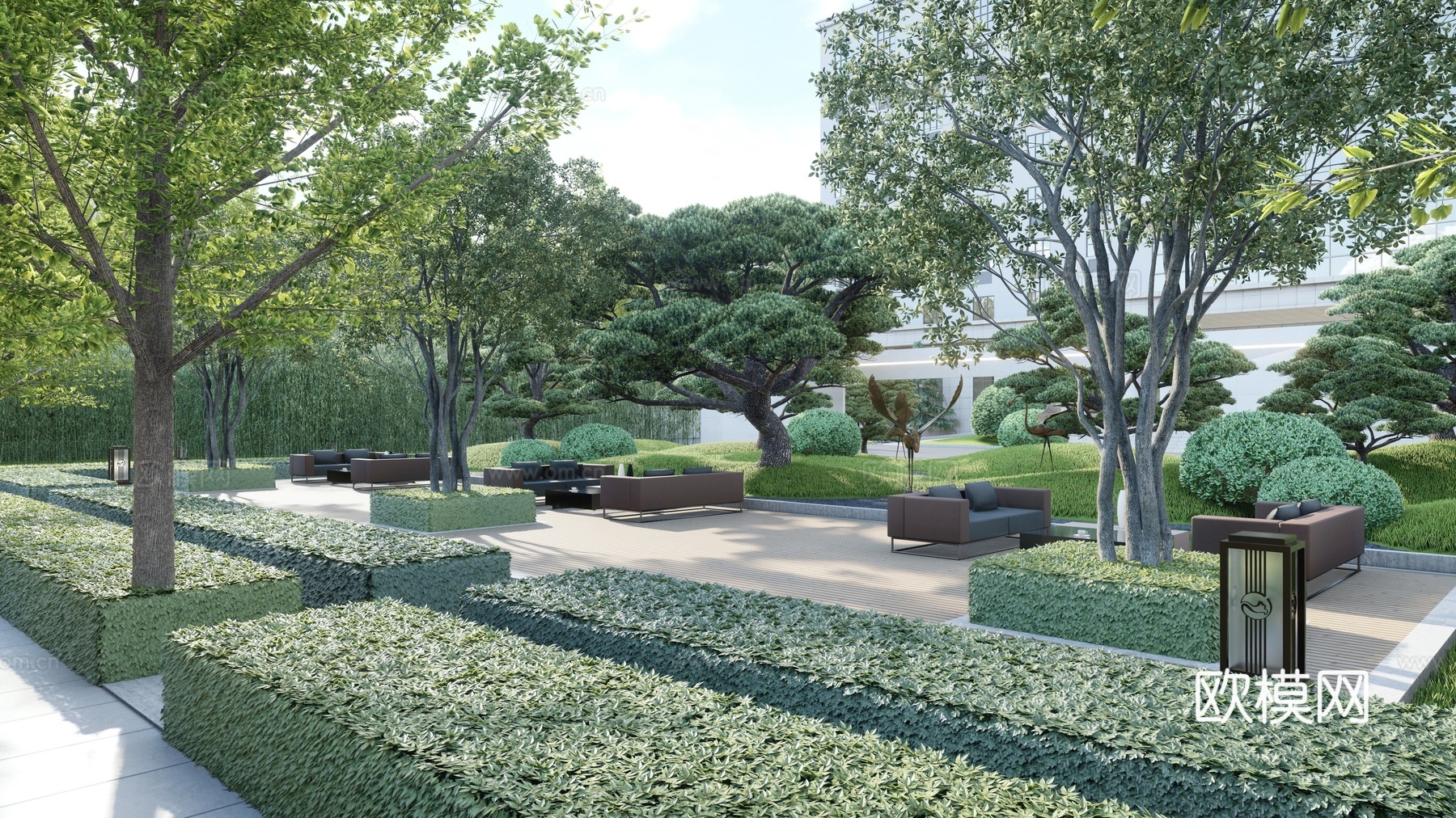 现代办公景观 政府庭院 政府广场 机关景观 政府景观su模型