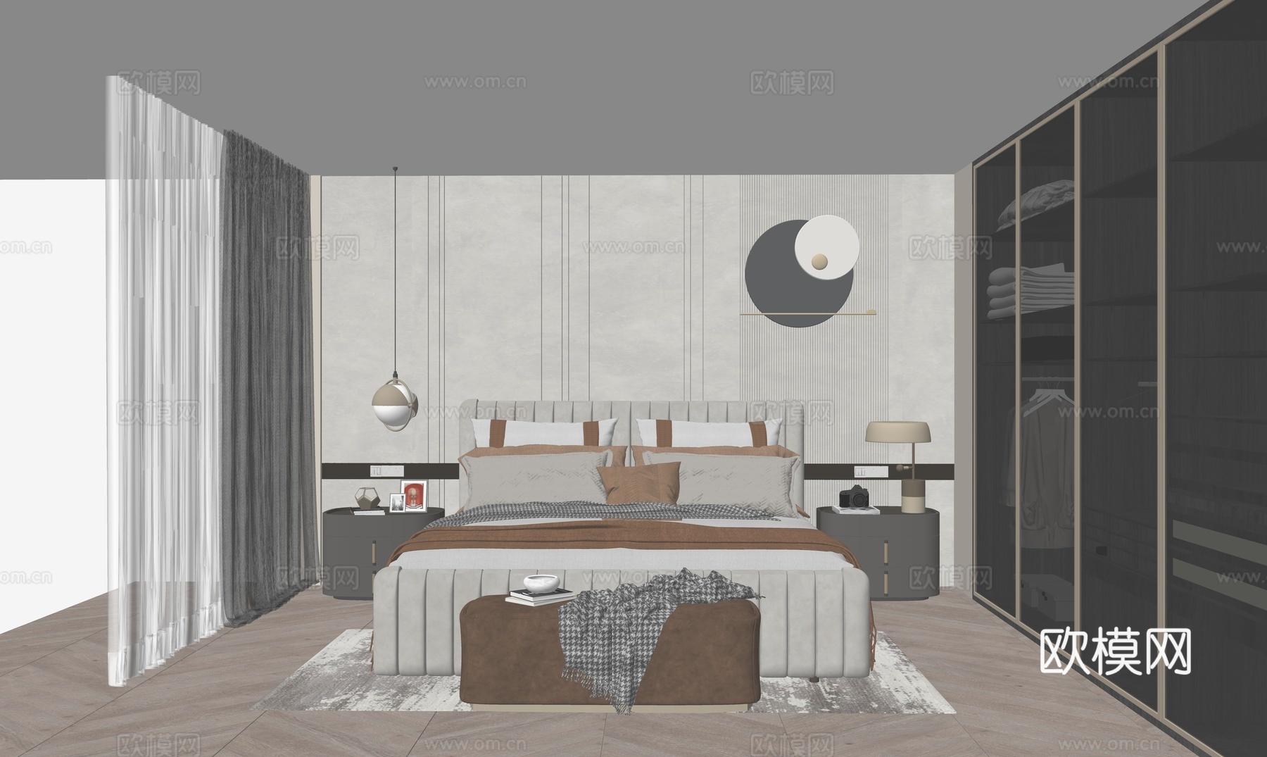 现代卧室su模型