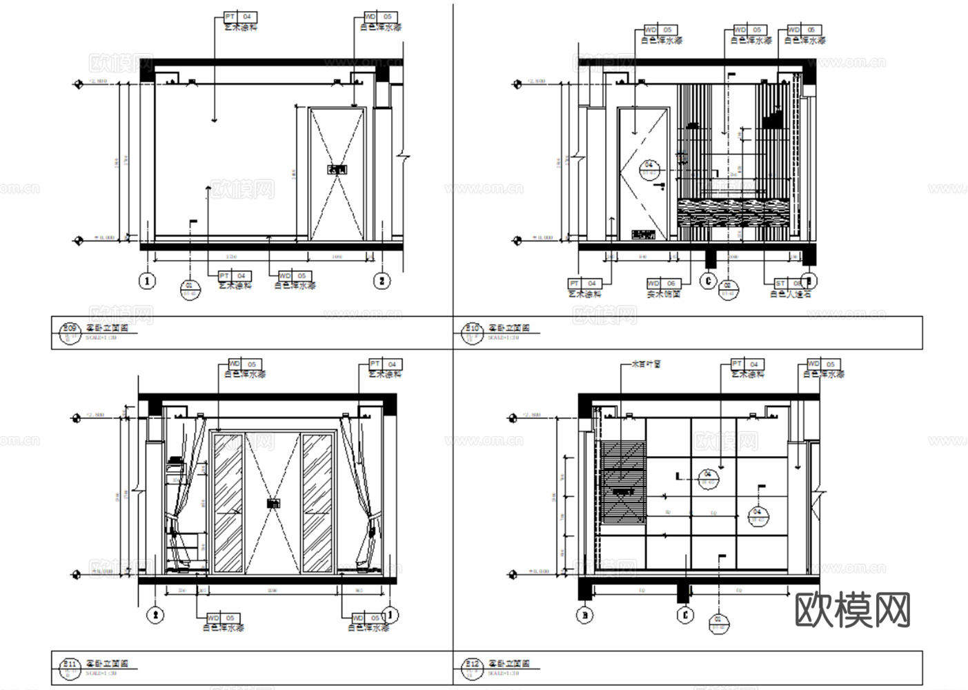 10现代简约轻奢风格别墅样板间大平层复式家装CAD施工图附效cad施工图