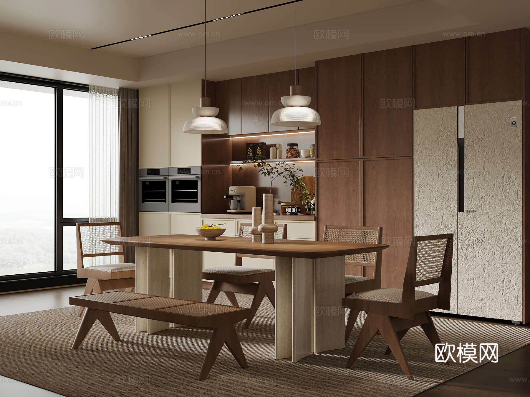 中古风餐厅su模型