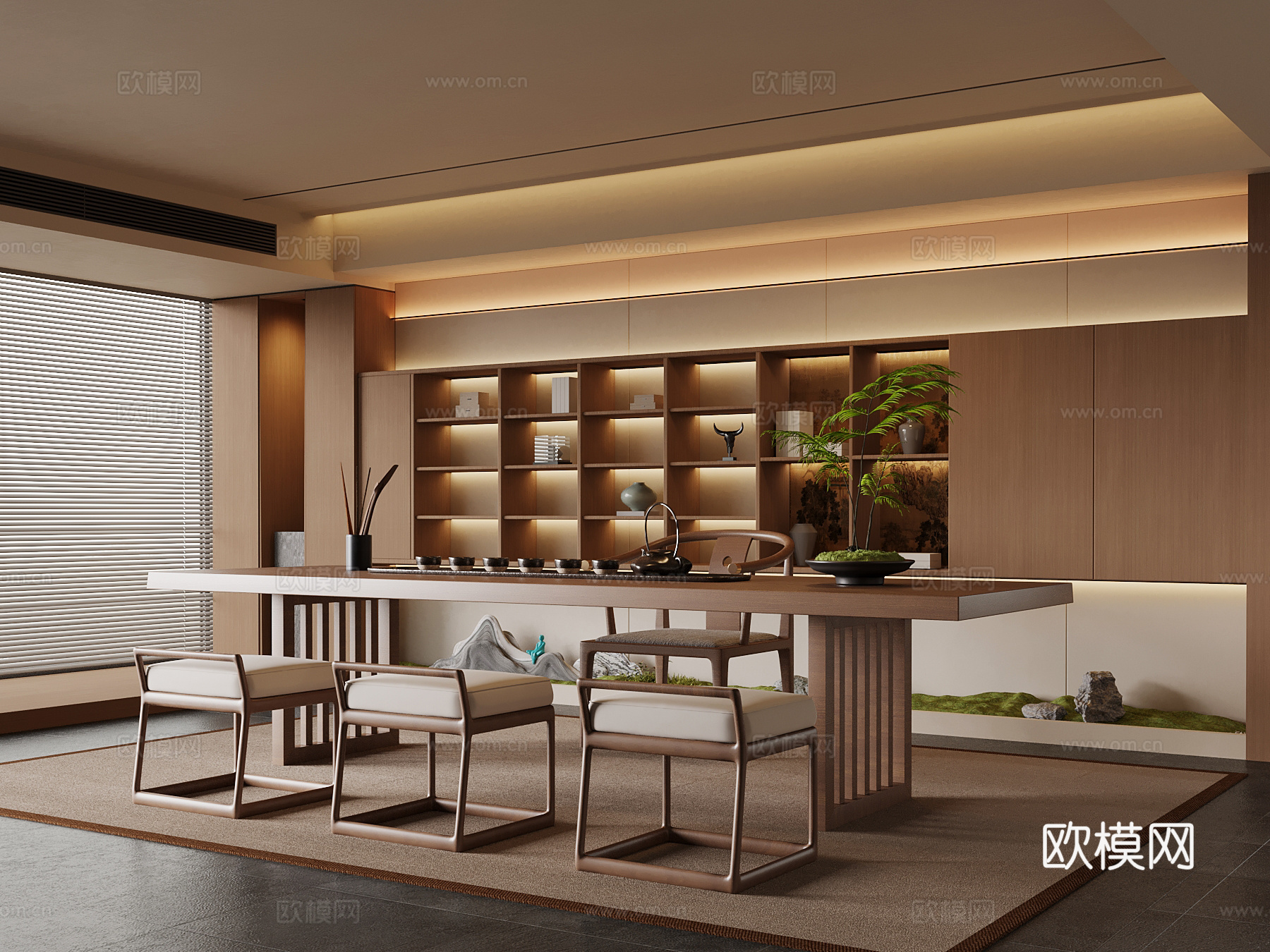 新中式茶室su模型