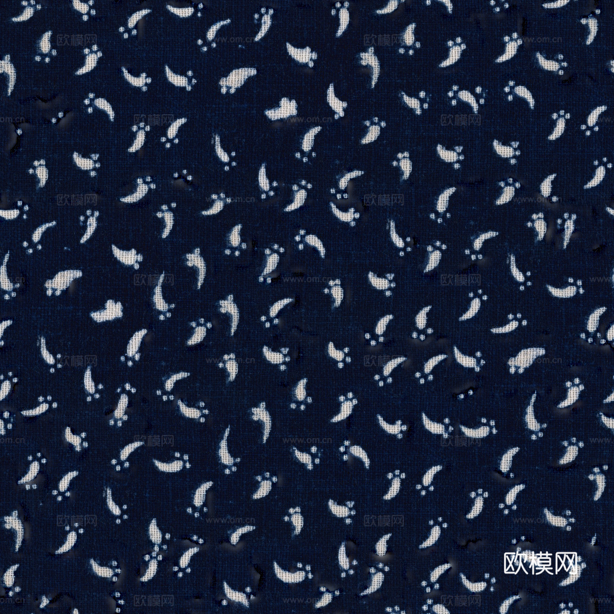 复古蓝印花传统蓝色印染印花布纹55