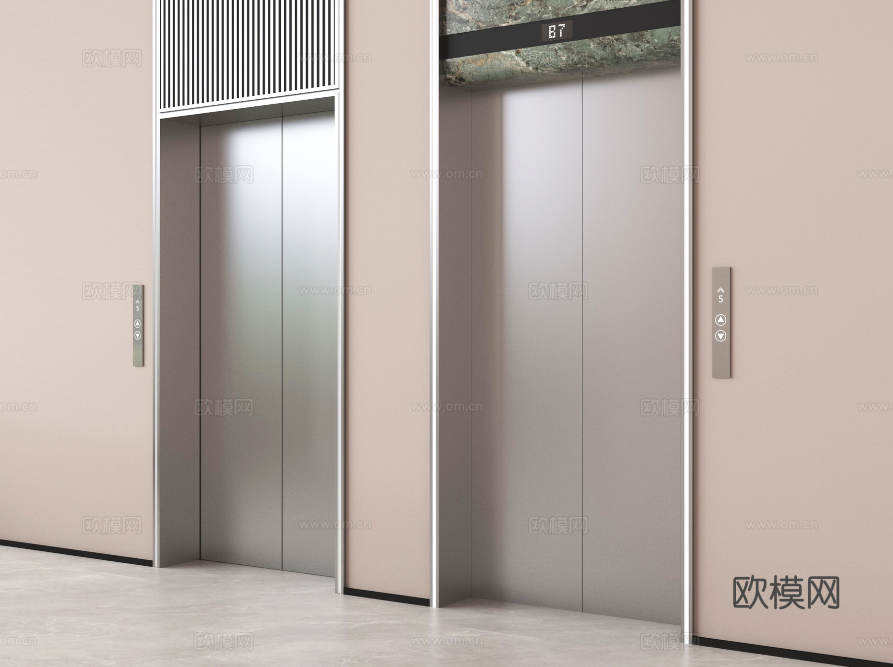 现代电梯 电梯间 升降梯 电梯按键su模型