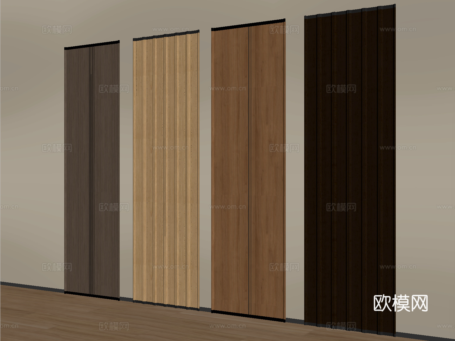 现代护墙板 格栅板 长城板 墙饰板su模型