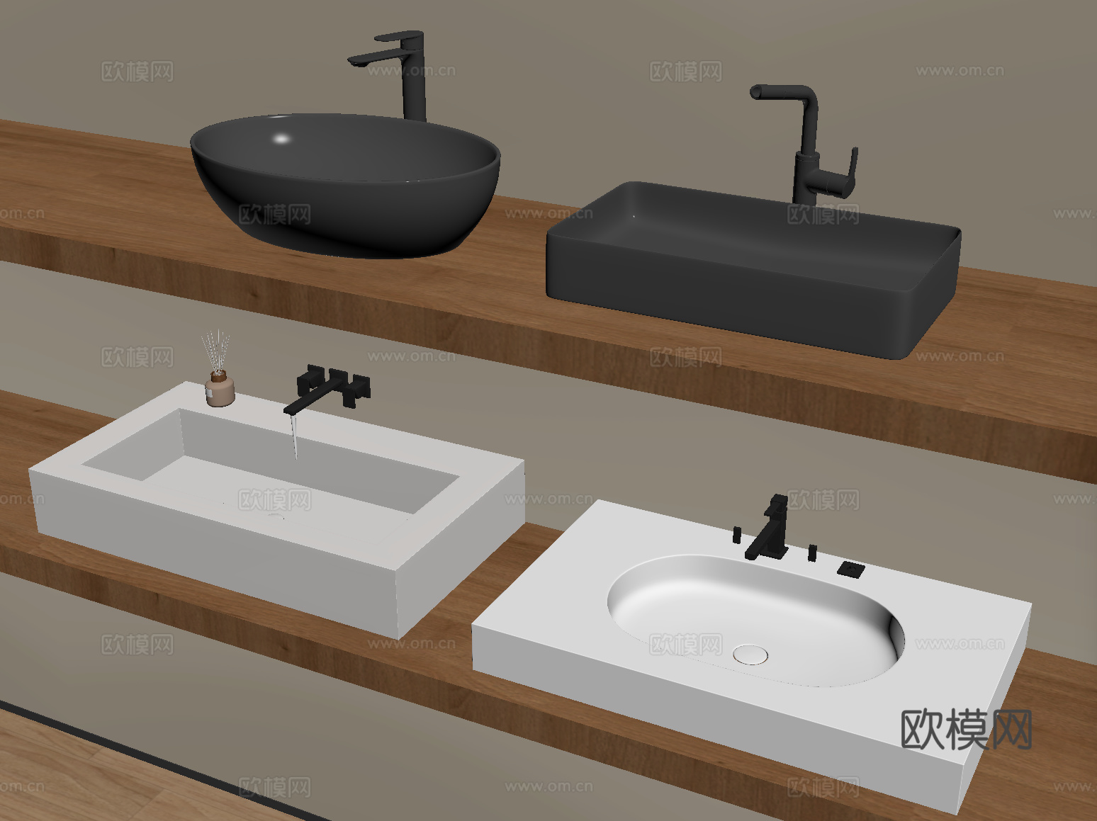 现代陶瓷台盆 台上盆 洗手洗脸盆su模型