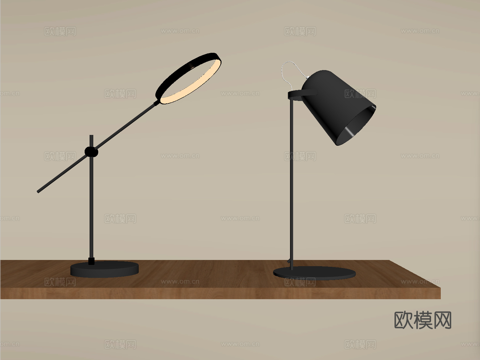 现代台灯组合 金属台灯su模型