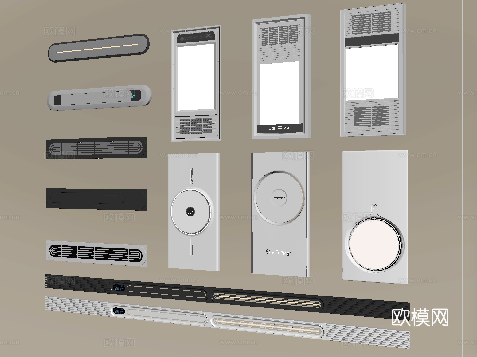 现代浴霸 集成浴霸 排风扇 线形浴霸su模型