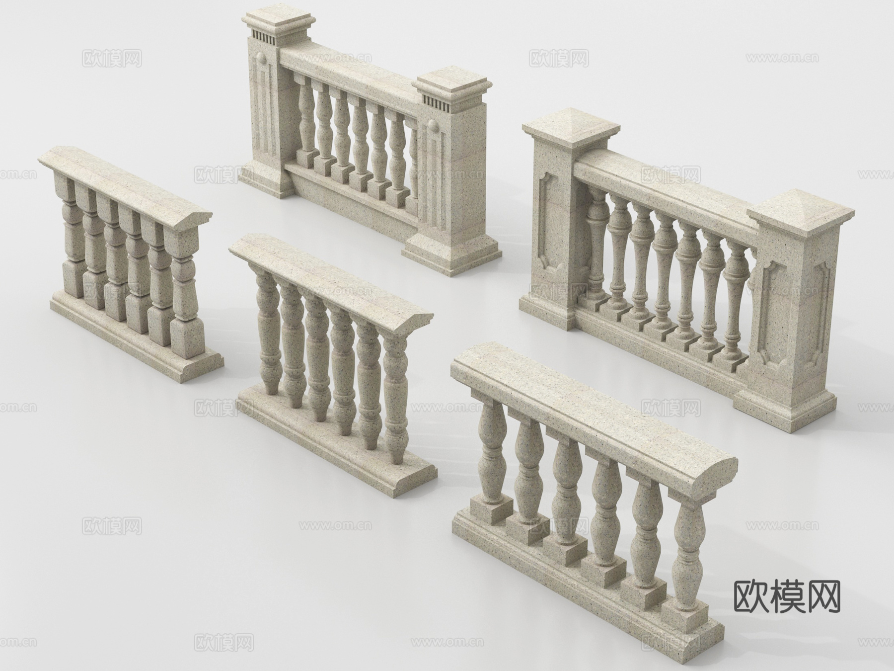 欧式围栏 护栏 阳台护栏 石材栏杆su模型