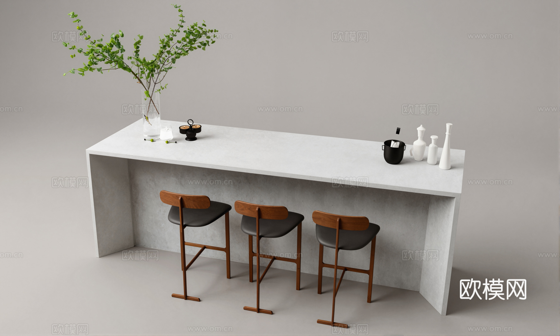 现代水吧台su模型