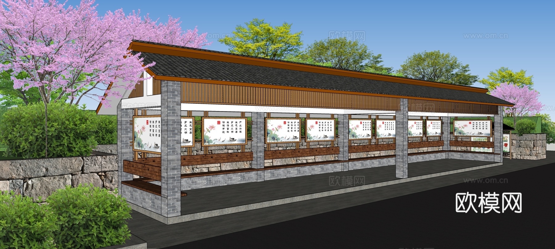 休闲廊亭su模型