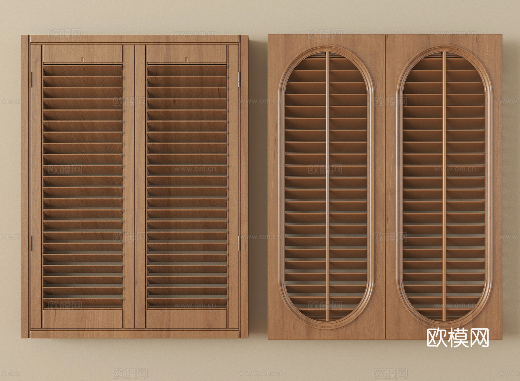 中古风衣柜门 百叶门 门板 家具门su模型