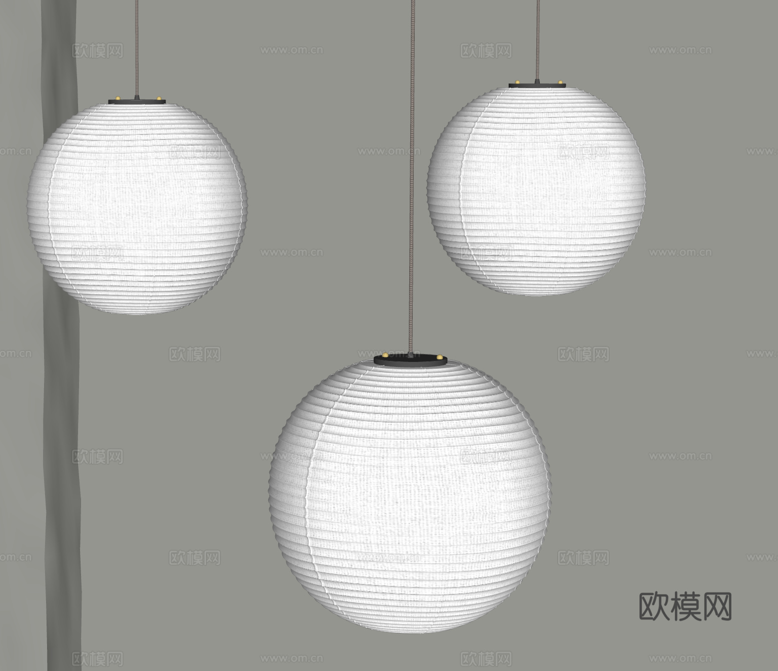 侘寂风日式灯笼 野口勇吊灯 日式吊灯su模型