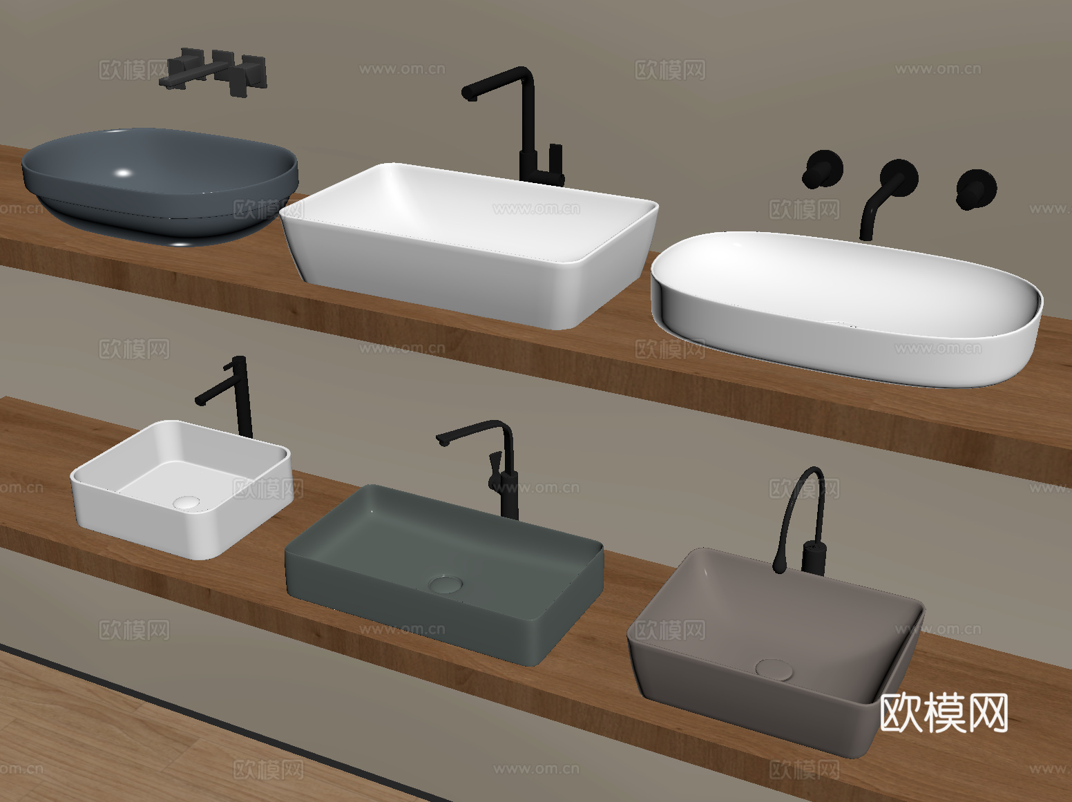 现代陶瓷台盆 台上盆 洗手洗脸盆su模型