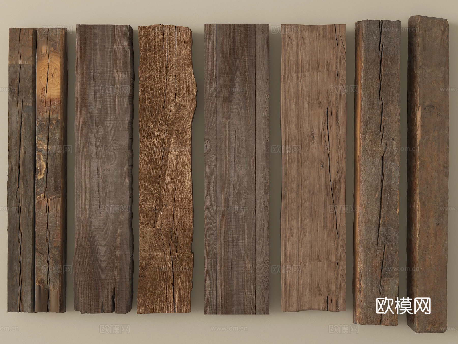 中式木头木板木条 旧木板老木头木块su模型