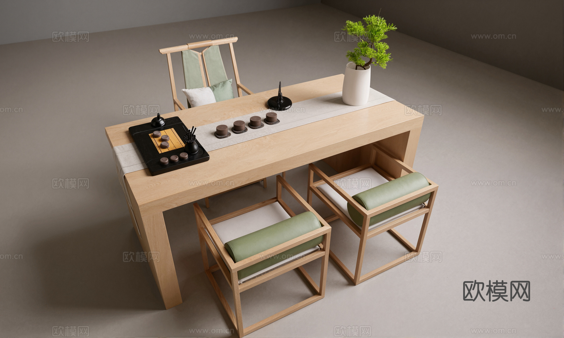 经典茶桌椅组合su模型