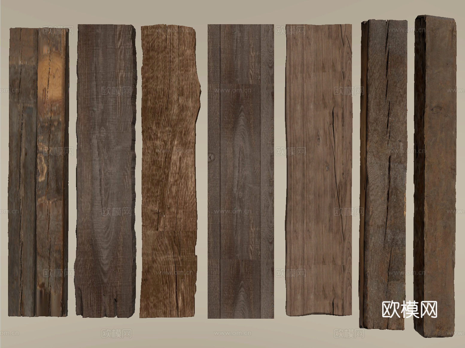 中式木头木板木条 旧木板老木头木块su模型