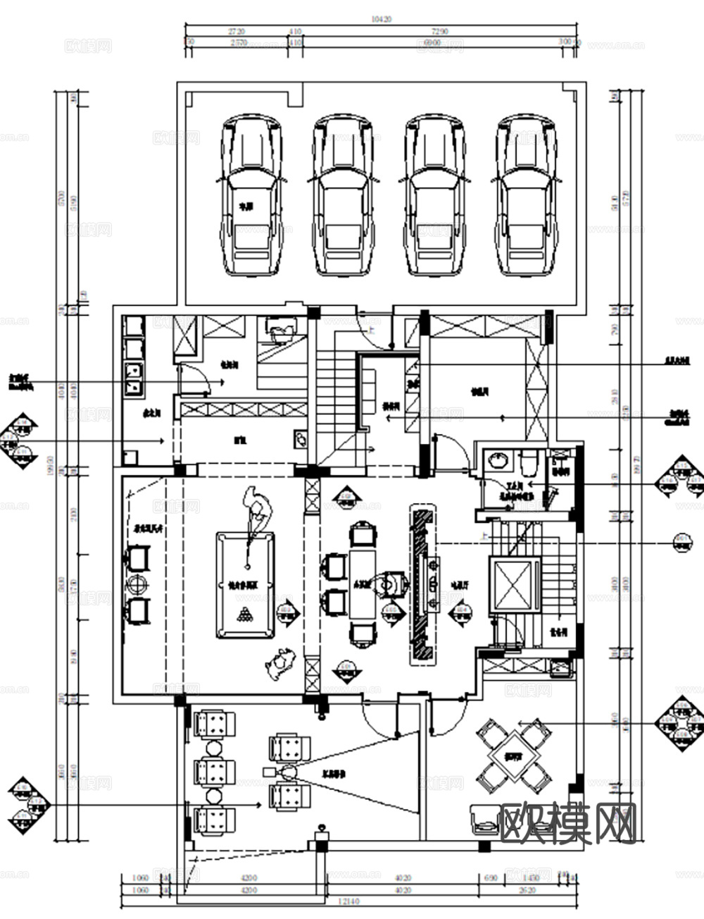 10套现代轻奢简约风格样板间大平层别墅复式CAD施工图附效果cad施工图