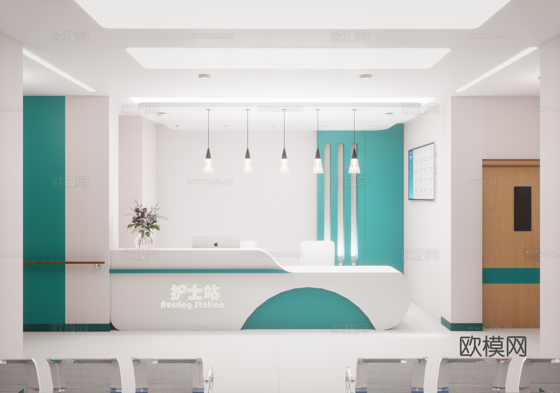 0066护士站 医院前台 咨询台 接待台su模型
