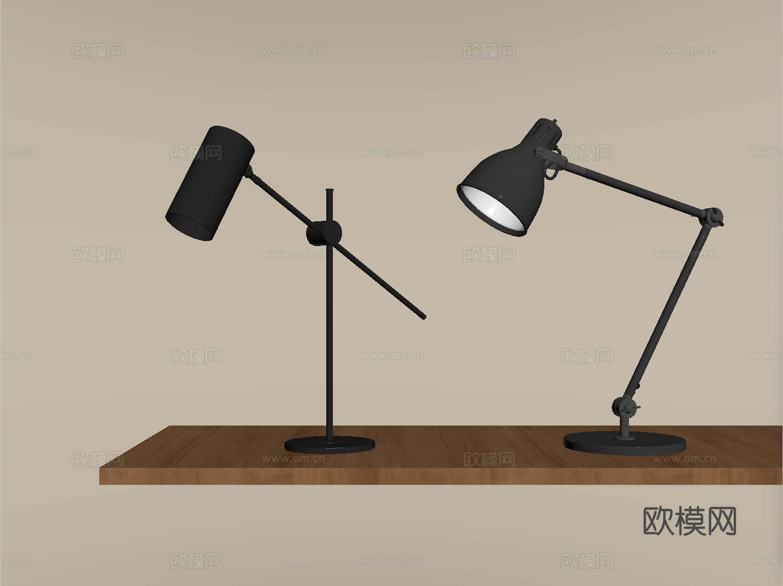 现代台灯组合 金属台灯 阅读灯su模型