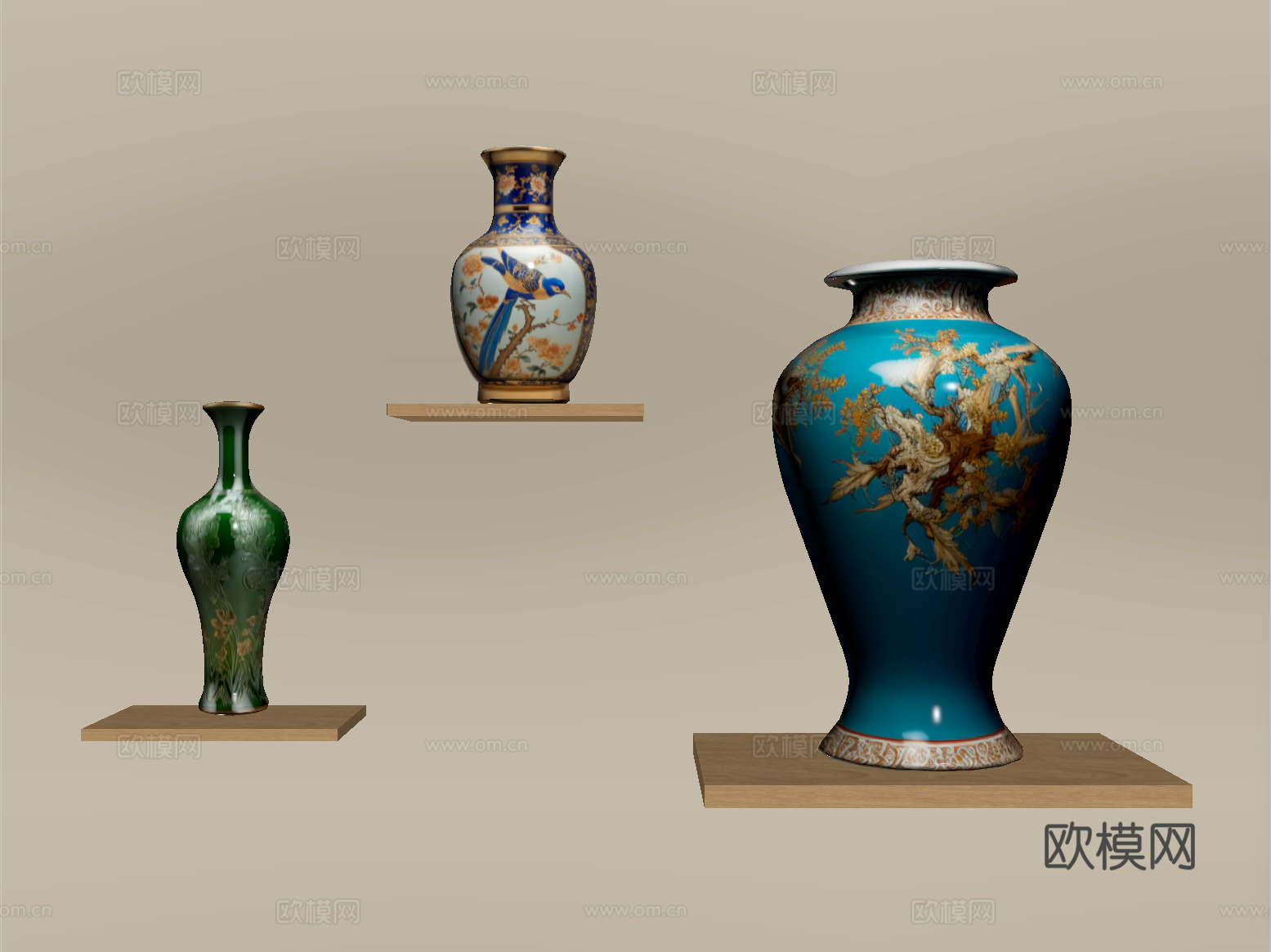 中式陶瓷花瓶摆件su模型