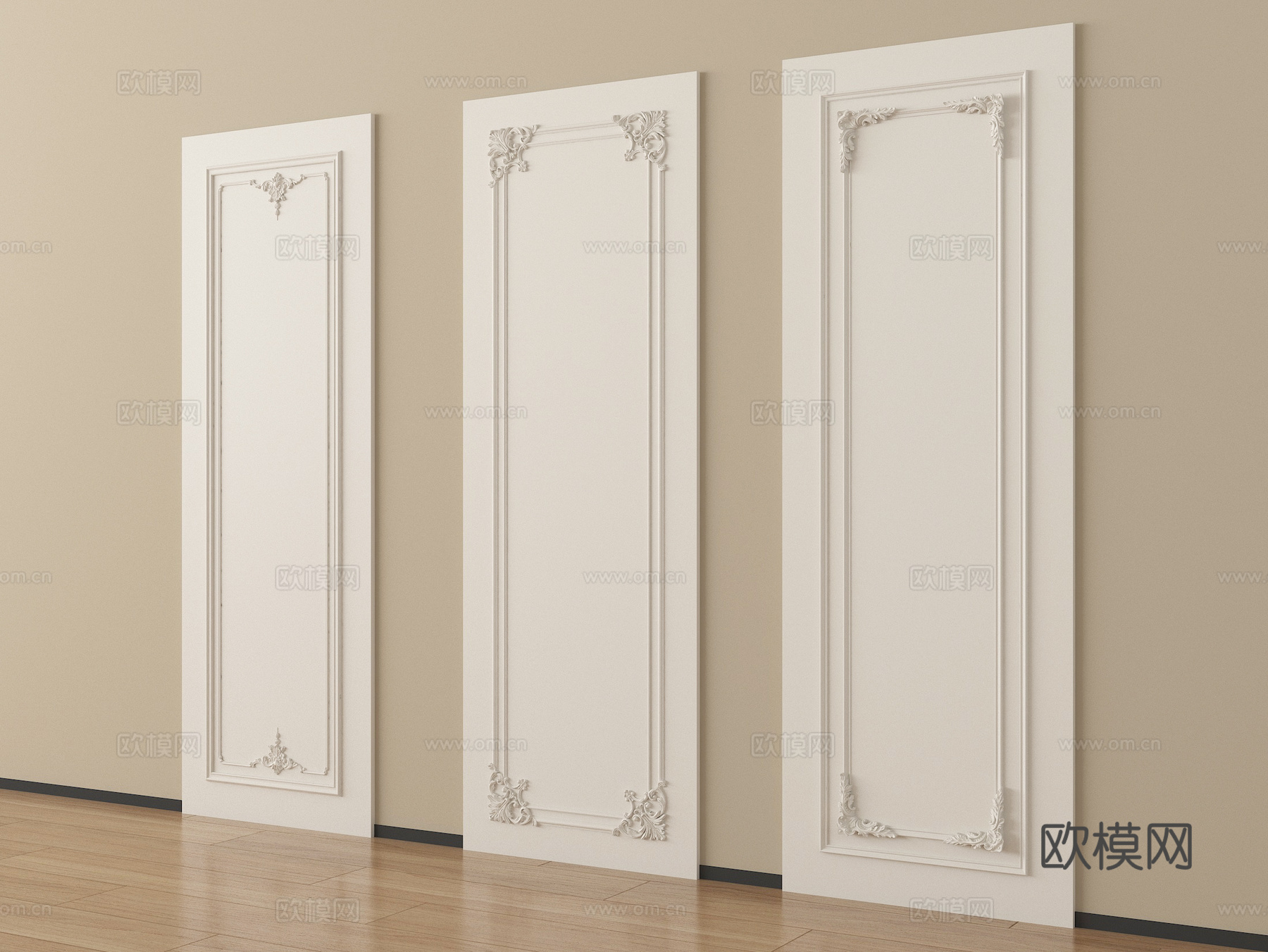 法式护墙板 雕花护墙板 角花su模型