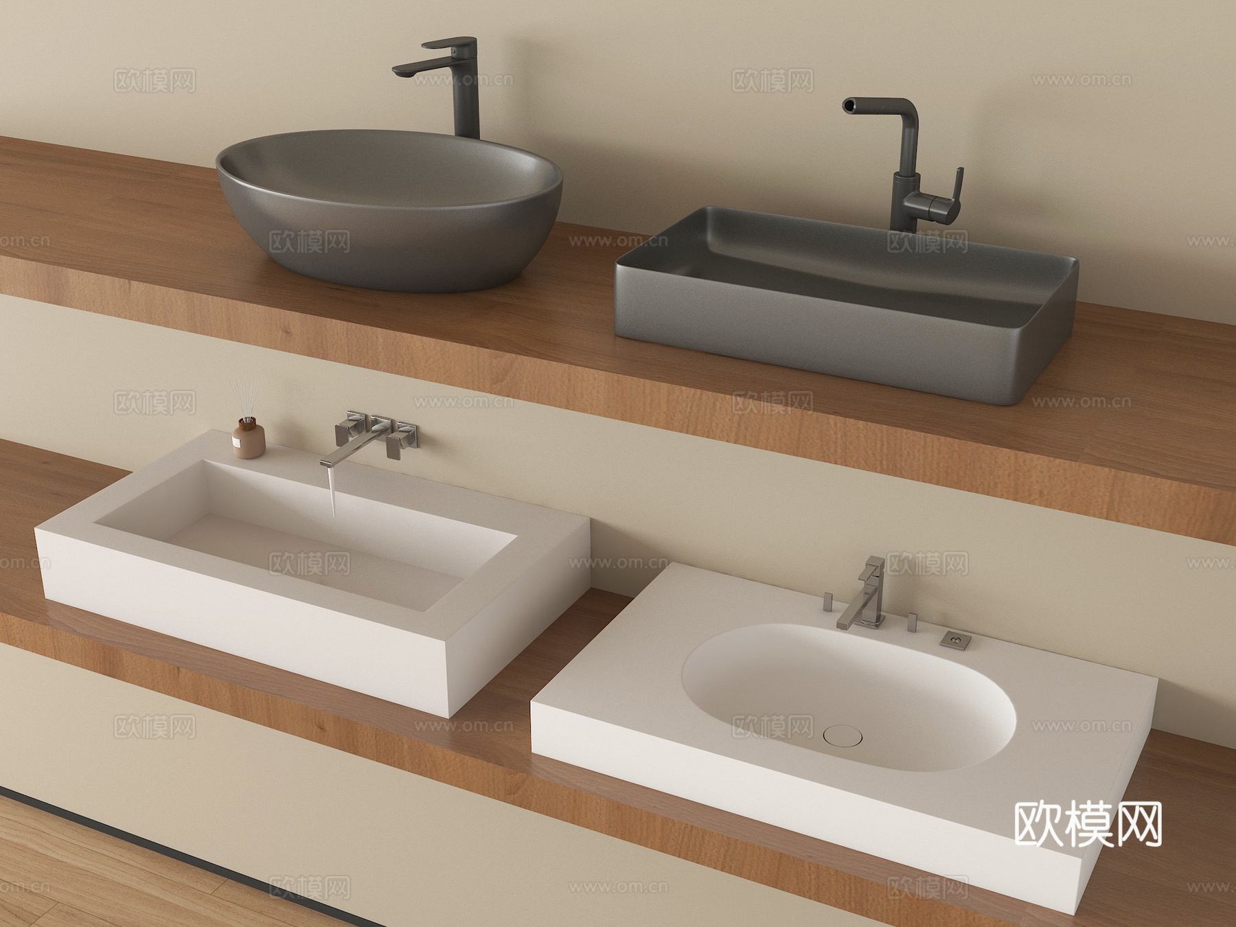 现代陶瓷台盆 台上盆 洗手洗脸盆su模型